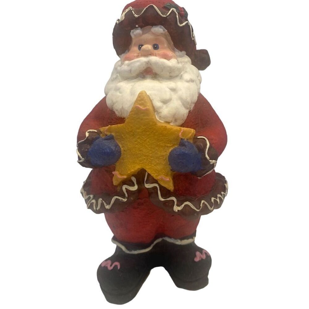 Santa Claus Christmas‎ Figurine Holding Star Holiday Decor Multicolor
